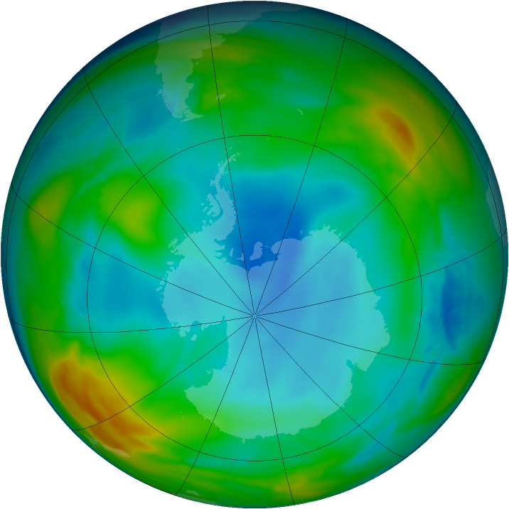 Antarctic ozone map for 23 June 2007